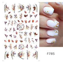Load image into Gallery viewer, 3D Fall Nail Stickers Gold Leaf Cotton Flowers Transfer Decals Nail Adhesive Sliders Manicure 2022 Autumn Decorations TRSTZ-SJ