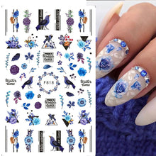 Load image into Gallery viewer, 3D Fall Nail Stickers Gold Leaf Cotton Flowers Transfer Decals Nail Adhesive Sliders Manicure 2022 Autumn Decorations TRSTZ-SJ