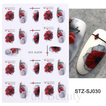 Load image into Gallery viewer, 3D Fall Nail Stickers Gold Leaf Cotton Flowers Transfer Decals Nail Adhesive Sliders Manicure 2022 Autumn Decorations TRSTZ-SJ