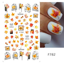 Load image into Gallery viewer, 3D Fall Nail Stickers Gold Leaf Cotton Flowers Transfer Decals Nail Adhesive Sliders Manicure 2022 Autumn Decorations TRSTZ-SJ