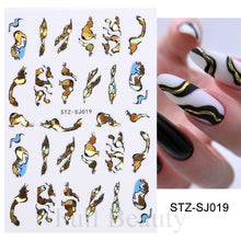 Load image into Gallery viewer, 3D Fall Nail Stickers Gold Leaf Cotton Flowers Transfer Decals Nail Adhesive Sliders Manicure 2022 Autumn Decorations TRSTZ-SJ
