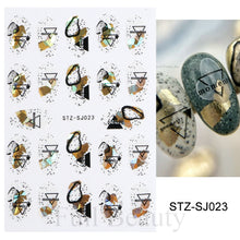 Load image into Gallery viewer, 3D Fall Nail Stickers Gold Leaf Cotton Flowers Transfer Decals Nail Adhesive Sliders Manicure 2022 Autumn Decorations TRSTZ-SJ