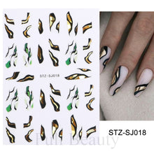 Load image into Gallery viewer, 3D Fall Nail Stickers Gold Leaf Cotton Flowers Transfer Decals Nail Adhesive Sliders Manicure 2022 Autumn Decorations TRSTZ-SJ
