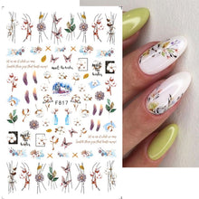 Load image into Gallery viewer, 3D Fall Nail Stickers Gold Leaf Cotton Flowers Transfer Decals Nail Adhesive Sliders Manicure 2022 Autumn Decorations TRSTZ-SJ