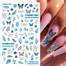 Load image into Gallery viewer, 3D Fall Nail Stickers Gold Leaf Cotton Flowers Transfer Decals Nail Adhesive Sliders Manicure 2022 Autumn Decorations TRSTZ-SJ