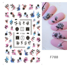 Load image into Gallery viewer, 3D Fall Nail Stickers Gold Leaf Cotton Flowers Transfer Decals Nail Adhesive Sliders Manicure 2022 Autumn Decorations TRSTZ-SJ