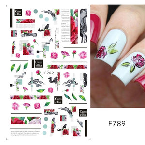 3D Fall Nail Stickers Gold Leaf Cotton Flowers Transfer Decals Nail Adhesive Sliders Manicure 2022 Autumn Decorations TRSTZ-SJ