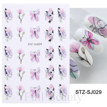 Load image into Gallery viewer, 3D Fall Nail Stickers Gold Leaf Cotton Flowers Transfer Decals Nail Adhesive Sliders Manicure 2022 Autumn Decorations TRSTZ-SJ