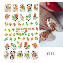 Load image into Gallery viewer, 3D Fall Nail Stickers Gold Leaf Cotton Flowers Transfer Decals Nail Adhesive Sliders Manicure 2022 Autumn Decorations TRSTZ-SJ