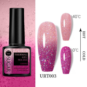 UR SUGAR 7.5ml Thermal Ultra-thin Glitter Gel Soak Off UV Gel Color-chaging Snowflake Temperature Color Change Nail Art Varnish