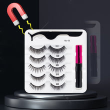Load image into Gallery viewer, 3/5/7Pairs Magnetic Eyelashes False Lashes Repeated Use Eyelashes Waterproof Liquid Eyeliner With Tweezer Makeup Set