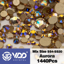 Load image into Gallery viewer, VDD SS4-SS20 Mix Size Clear Crystal Non HotFix Gold FlatBack Rhinestones Decorations DIY Glitter Stones 3D Nail Art Accessories