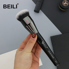 Load image into Gallery viewer, BEILI Black Foundation Make up Brush Big Definer Powder Blush Soft Synthetic Hair Makeup Brushes Highlighter Fan Contour Tools