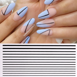 1pc Gold Silver 3D Nail Stickers Metal Black Geometric Tassel Strip Line Adhesive Transfer Decals Nail Art DIY Design Decoration