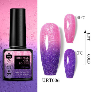 UR SUGAR 7.5ml Thermal Ultra-thin Glitter Gel Soak Off UV Gel Color-chaging Snowflake Temperature Color Change Nail Art Varnish