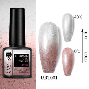 UR SUGAR 7.5ml Thermal Ultra-thin Glitter Gel Soak Off UV Gel Color-chaging Snowflake Temperature Color Change Nail Art Varnish