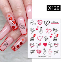 Load image into Gallery viewer, Harunouta Black Lines Flower Leaves Water Decals Stickers Floral Face Marble Pattern Slider For Nails Summer Nail Art Decoration