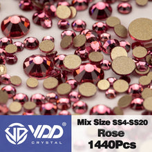 Load image into Gallery viewer, VDD SS4-SS20 Mix Size Clear Crystal Non HotFix Gold FlatBack Rhinestones Decorations DIY Glitter Stones 3D Nail Art Accessories