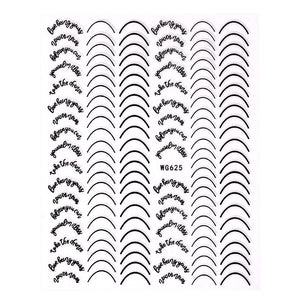 1pc Gold Silver 3D Nail Stickers Metal Black Geometric Tassel Strip Line Adhesive Transfer Decals Nail Art DIY Design Decoration