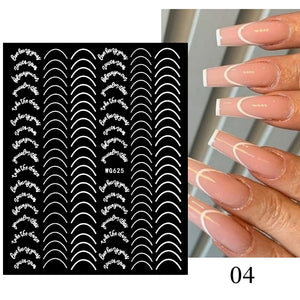 1PC Silver Gold Lines Stripe 3D Nail Sticker Geometric Waved Star Heart Self Adhesive Slider Papers Nail Art Transfer Stickers