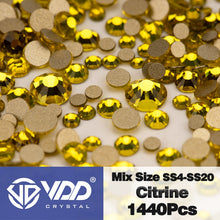 Load image into Gallery viewer, VDD SS4-SS20 Mix Size Clear Crystal Non HotFix Gold FlatBack Rhinestones Decorations DIY Glitter Stones 3D Nail Art Accessories