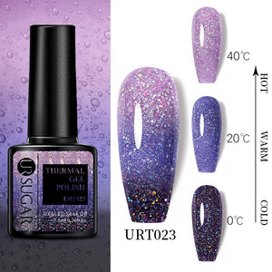 UR SUGAR 7.5ml Thermal Ultra-thin Glitter Gel Soak Off UV Gel Color-chaging Snowflake Temperature Color Change Nail Art Varnish