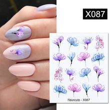 Load image into Gallery viewer, Harunouta Black Lines Flower Leaves Water Decals Stickers Floral Face Marble Pattern Slider For Nails Summer Nail Art Decoration
