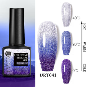 UR SUGAR 7.5ml Thermal Ultra-thin Glitter Gel Soak Off UV Gel Color-chaging Snowflake Temperature Color Change Nail Art Varnish