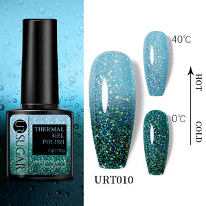 UR SUGAR 7.5ml Thermal Ultra-thin Glitter Gel Soak Off UV Gel Color-chaging Snowflake Temperature Color Change Nail Art Varnish