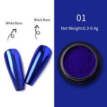 Load image into Gallery viewer, 1Box Nail Mirror Glitter Powder Metallic Colorful Dust Metal Effect Nail Glitter Gold Nail Art UV Gel Polish Chrome Flakes Dust