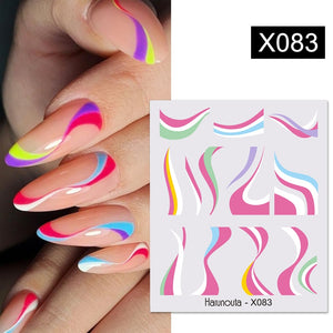 1PC Silver Gold Lines Stripe 3D Nail Sticker Geometric Waved Star Heart Self Adhesive Slider Papers Nail Art Transfer Stickers