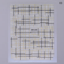 Load image into Gallery viewer, 1pc Gold Silver 3D Nail Stickers Metal Black Geometric Tassel Strip Line Adhesive Transfer Decals Nail Art DIY Design Decoration
