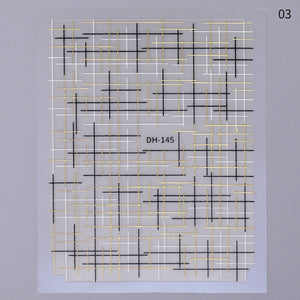 1pc Gold Silver 3D Nail Stickers Metal Black Geometric Tassel Strip Line Adhesive Transfer Decals Nail Art DIY Design Decoration