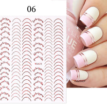 Load image into Gallery viewer, 1PC Silver Gold Lines Stripe 3D Nail Sticker Geometric Waved Star Heart Self Adhesive Slider Papers Nail Art Transfer Stickers