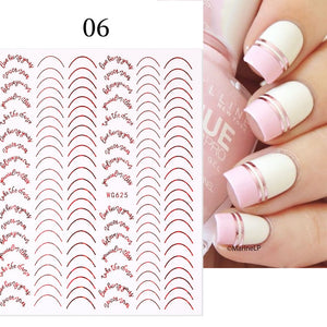 1PC Silver Gold Lines Stripe 3D Nail Sticker Geometric Waved Star Heart Self Adhesive Slider Papers Nail Art Transfer Stickers