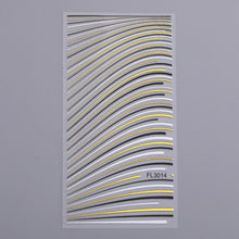 Load image into Gallery viewer, 1PC Silver Gold Lines Stripe 3D Nail Sticker Geometric Waved Star Heart Self Adhesive Slider Papers Nail Art Transfer Stickers