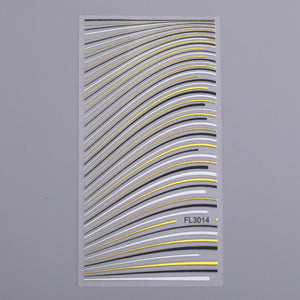 1pc Gold Silver 3D Nail Stickers Metal Black Geometric Tassel Strip Line Adhesive Transfer Decals Nail Art DIY Design Decoration