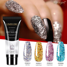 Load image into Gallery viewer, Limegirl 15ml Poly Nail Gel Glitter Building Nail Gel For Manicure Nail Art Design Luminous Polygels Extension Nail Gel For Nail