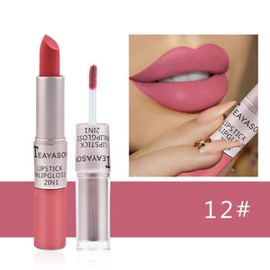 12 Colors Waterproof Nude Matte Velvet Glossy Lip Gloss Lipstick Lip Balm Sexy Red Lip Tint Sexy Women Fashion Makeup Gift 1pcs