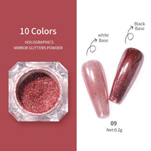 Load image into Gallery viewer, 1Box Nail Mirror Glitter Powder Metallic Colorful Dust Metal Effect Nail Glitter Gold Nail Art UV Gel Polish Chrome Flakes Dust