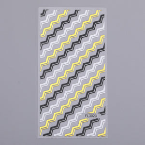1pc Gold Silver 3D Nail Stickers Metal Black Geometric Tassel Strip Line Adhesive Transfer Decals Nail Art DIY Design Decoration