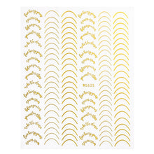 Load image into Gallery viewer, 1pc Gold Silver 3D Nail Stickers Metal Black Geometric Tassel Strip Line Adhesive Transfer Decals Nail Art DIY Design Decoration
