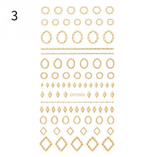 Load image into Gallery viewer, 1PC Silver Gold Lines Stripe 3D Nail Sticker Geometric Waved Star Heart Self Adhesive Slider Papers Nail Art Transfer Stickers