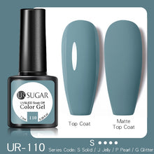 Load image into Gallery viewer, UR SUGAR 7.5ML Dark Blue Matte Top Coat Color UV Nail Gel Polish Semi Permanent Soak Off UV LED Gel Nail Gel Nail Art DIY Design