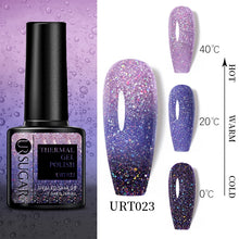 Load image into Gallery viewer, UR SUGAR 7.5ml Thermal Ultra-thin Glitter Gel Soak Off UV Gel Color-chaging Snowflake Temperature Color Change Nail Art Varnish