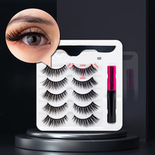 Load image into Gallery viewer, 3/5/7Pairs Magnetic Eyelashes False Lashes Repeated Use Eyelashes Waterproof Liquid Eyeliner With Tweezer Makeup Set