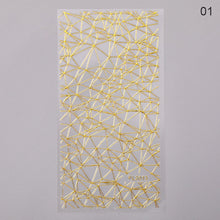 Load image into Gallery viewer, 1pc Gold Silver 3D Nail Stickers Metal Black Geometric Tassel Strip Line Adhesive Transfer Decals Nail Art DIY Design Decoration