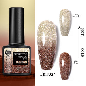 UR SUGAR 7.5ml Thermal Ultra-thin Glitter Gel Soak Off UV Gel Color-chaging Snowflake Temperature Color Change Nail Art Varnish