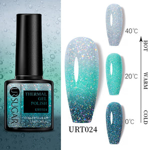 UR SUGAR 7.5ml Thermal Ultra-thin Glitter Gel Soak Off UV Gel Color-chaging Snowflake Temperature Color Change Nail Art Varnish