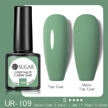 Load image into Gallery viewer, UR SUGAR 7.5ML Dark Blue Matte Top Coat Color UV Nail Gel Polish Semi Permanent Soak Off UV LED Gel Nail Gel Nail Art DIY Design